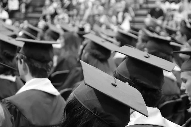 university graduation ceremony caps students
